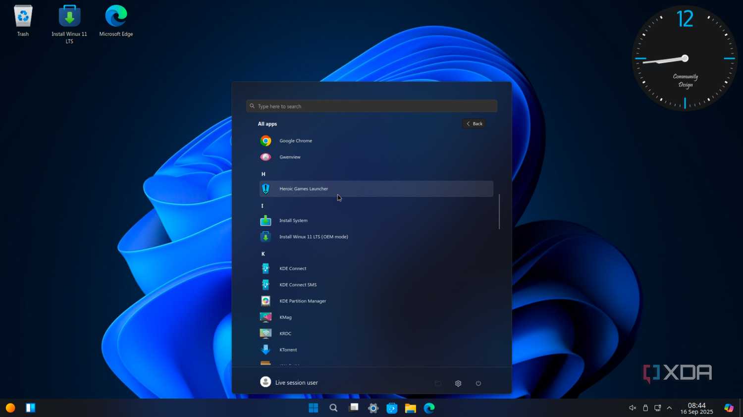 Winux Start menu