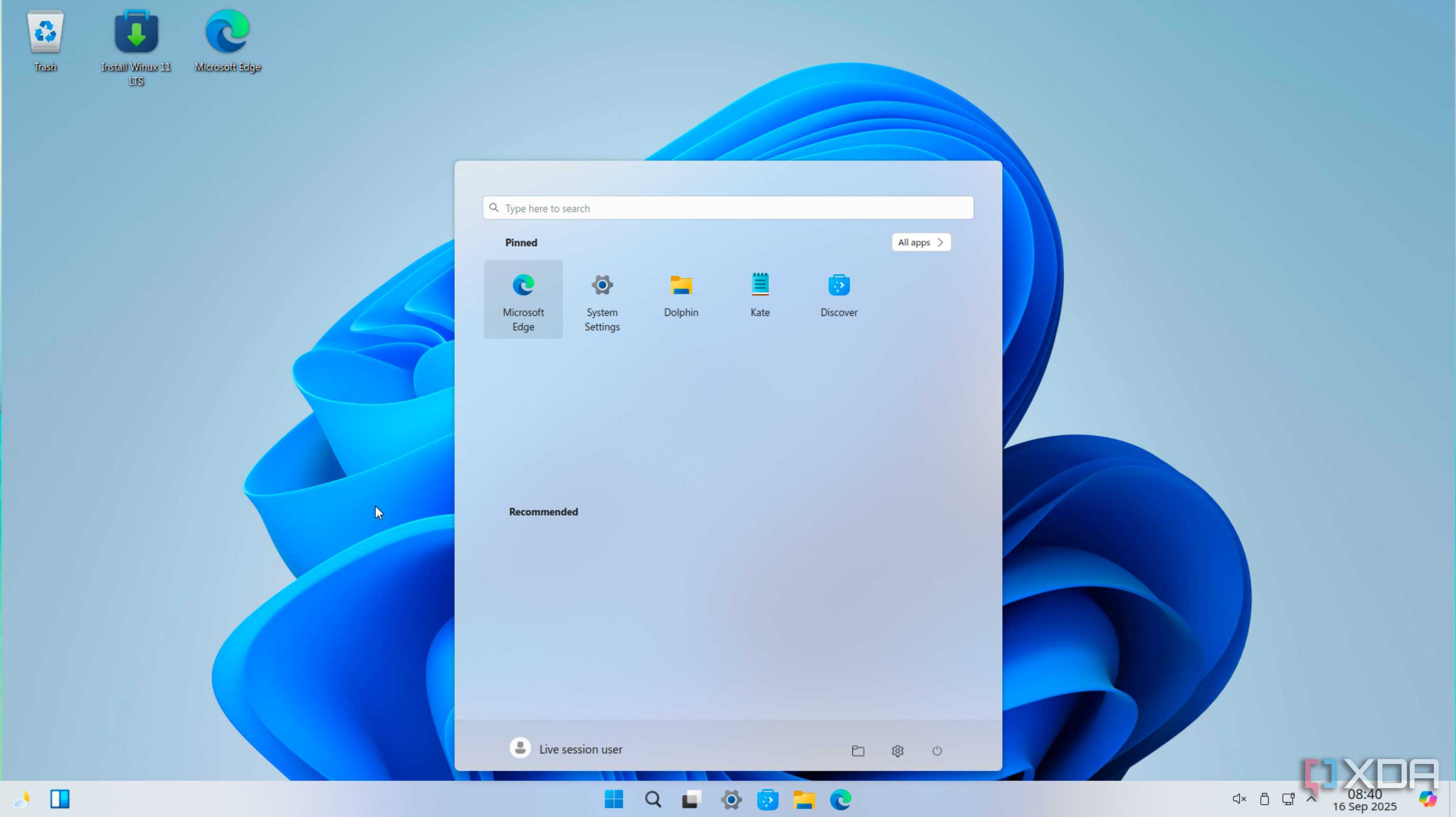 Winux Start menu