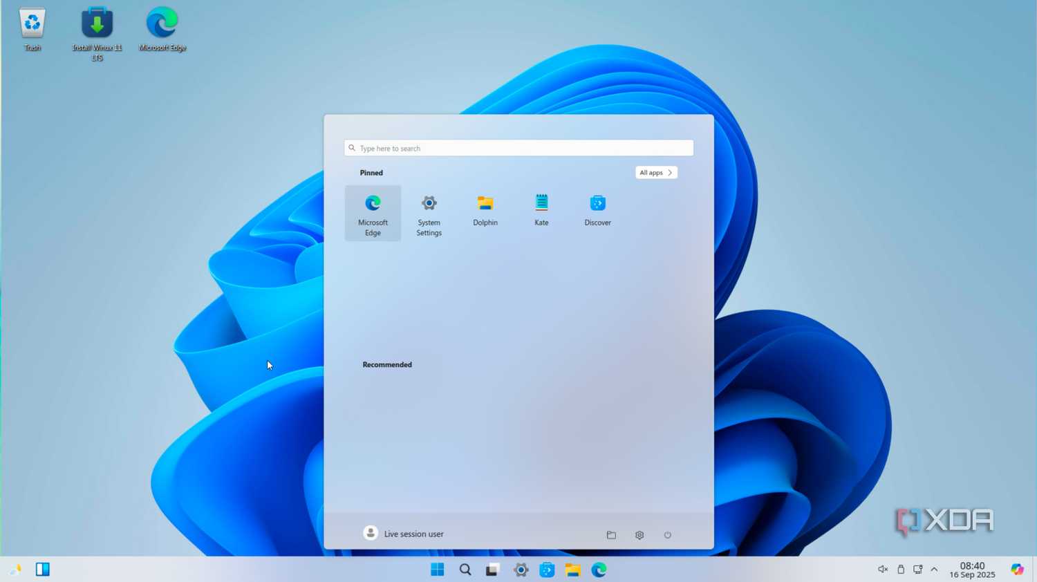 Winux Start menu