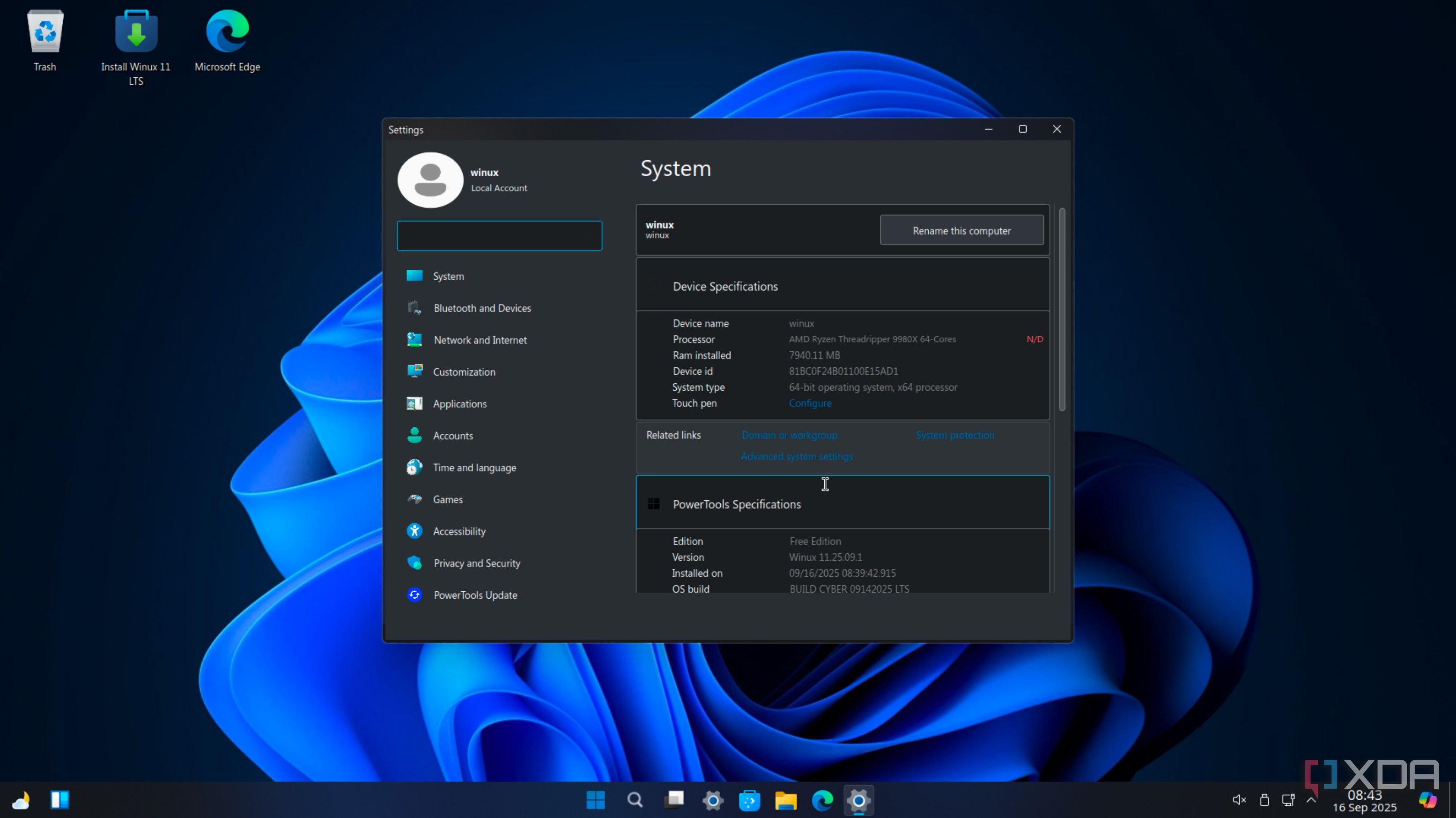 Winux specs
