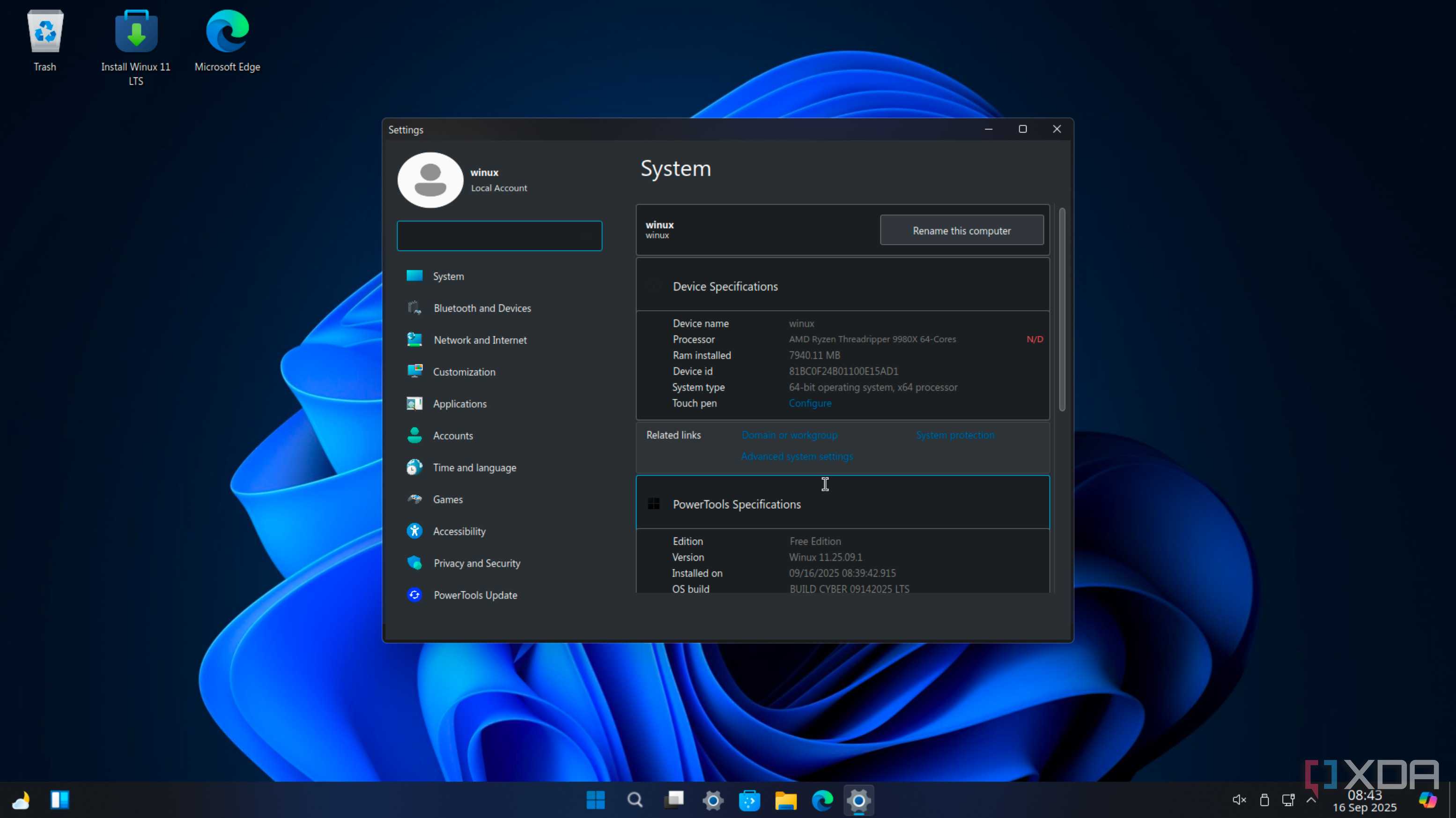 Winux specs