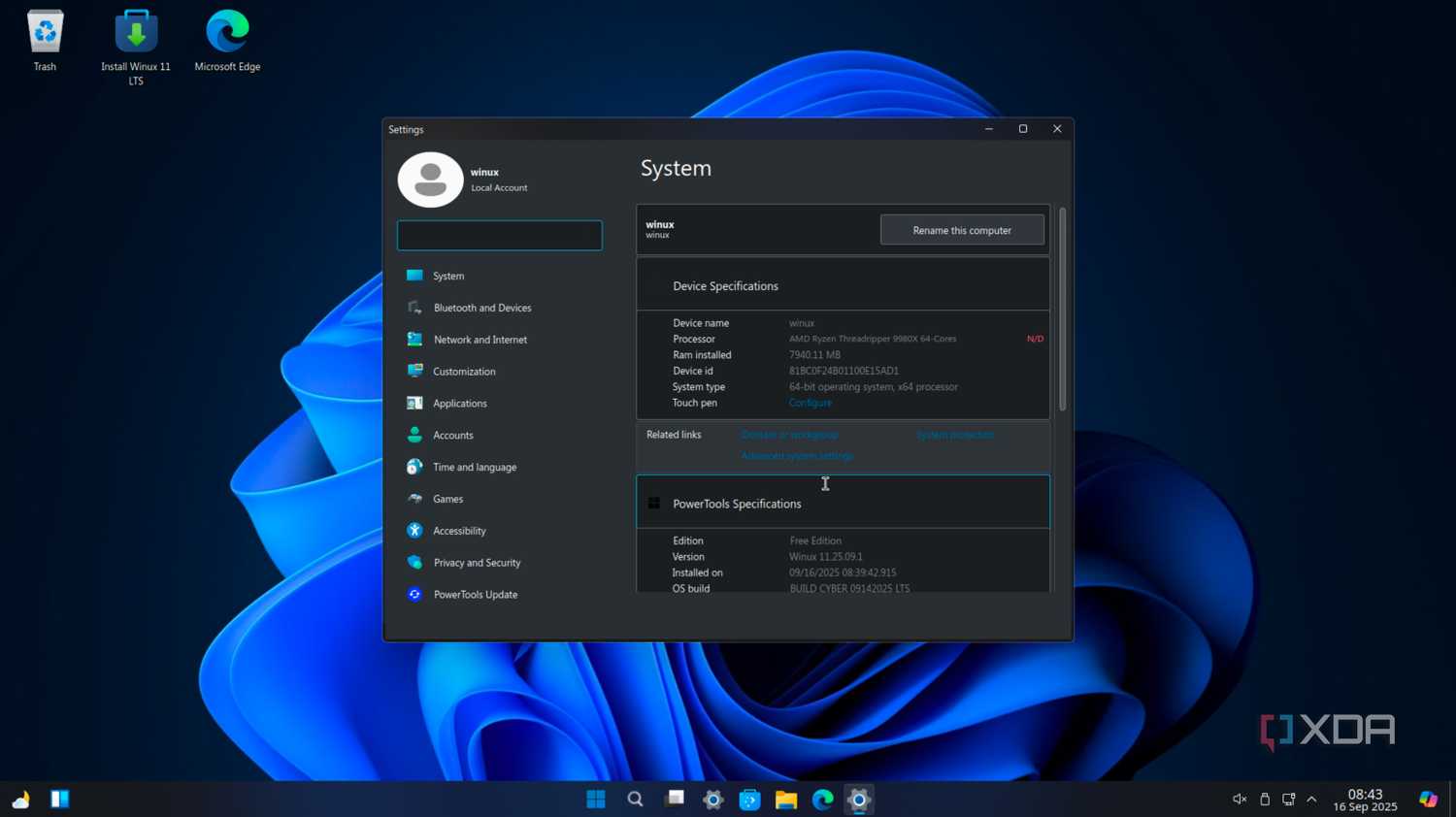 Winux specs