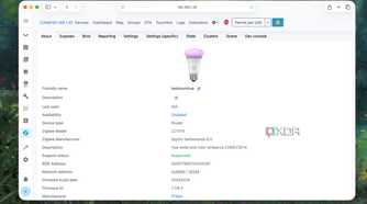 Philips Hue smart bulb set up as a Zigbee2mqtt device