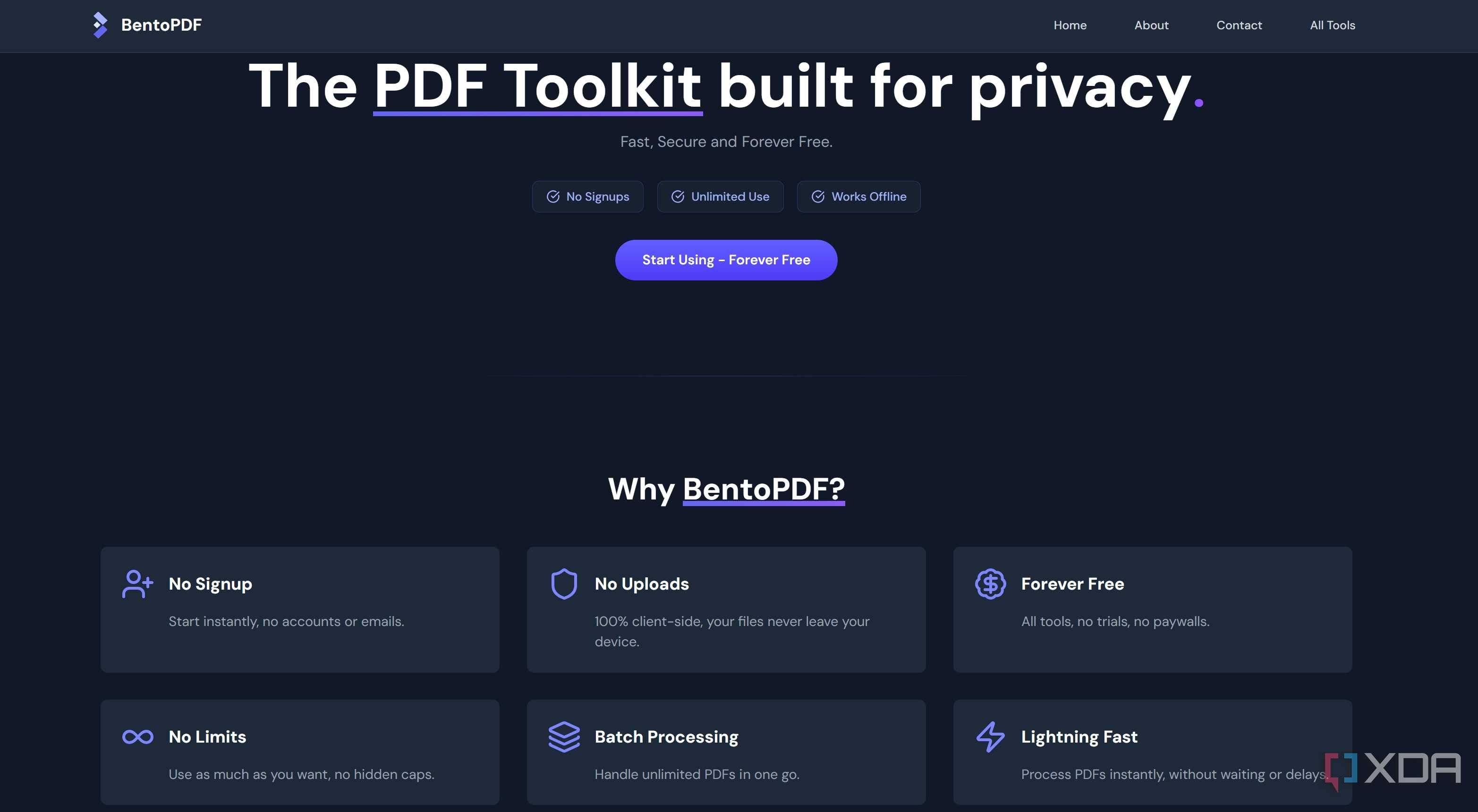 BentoPDF main page