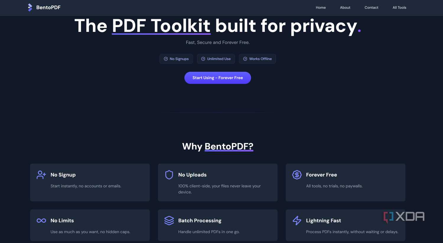 BentoPDF main page