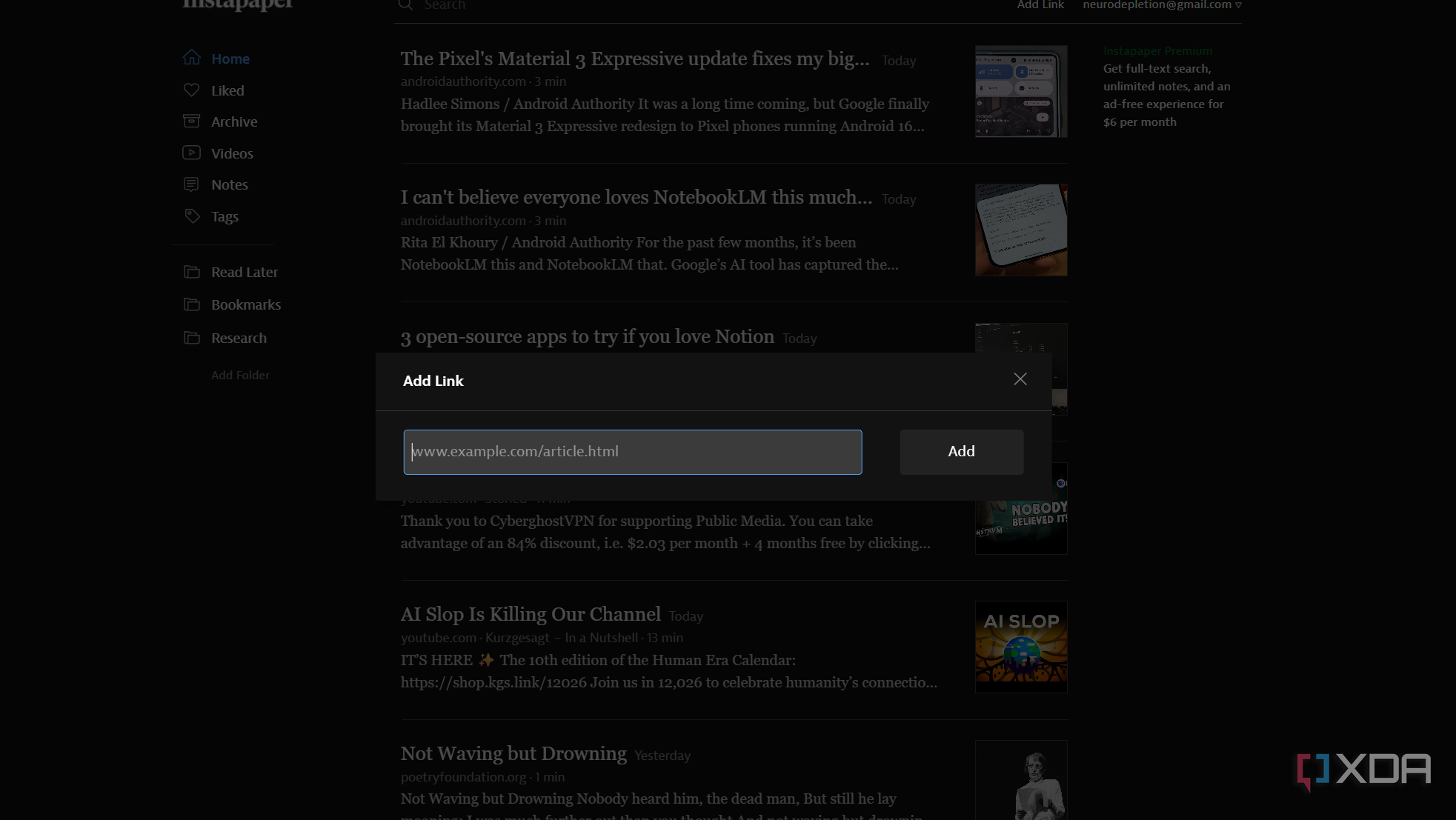 Instapaper is a great cross-platform and cloud-based read it later app ...