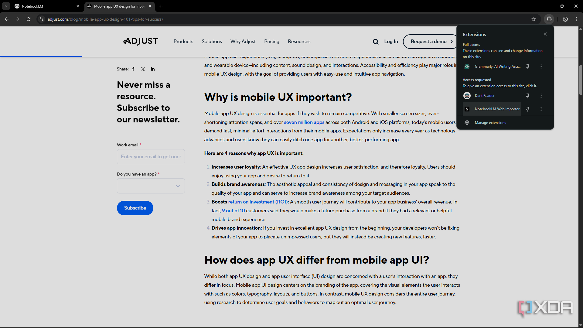 Adding NotebookLM Web Importer extension
