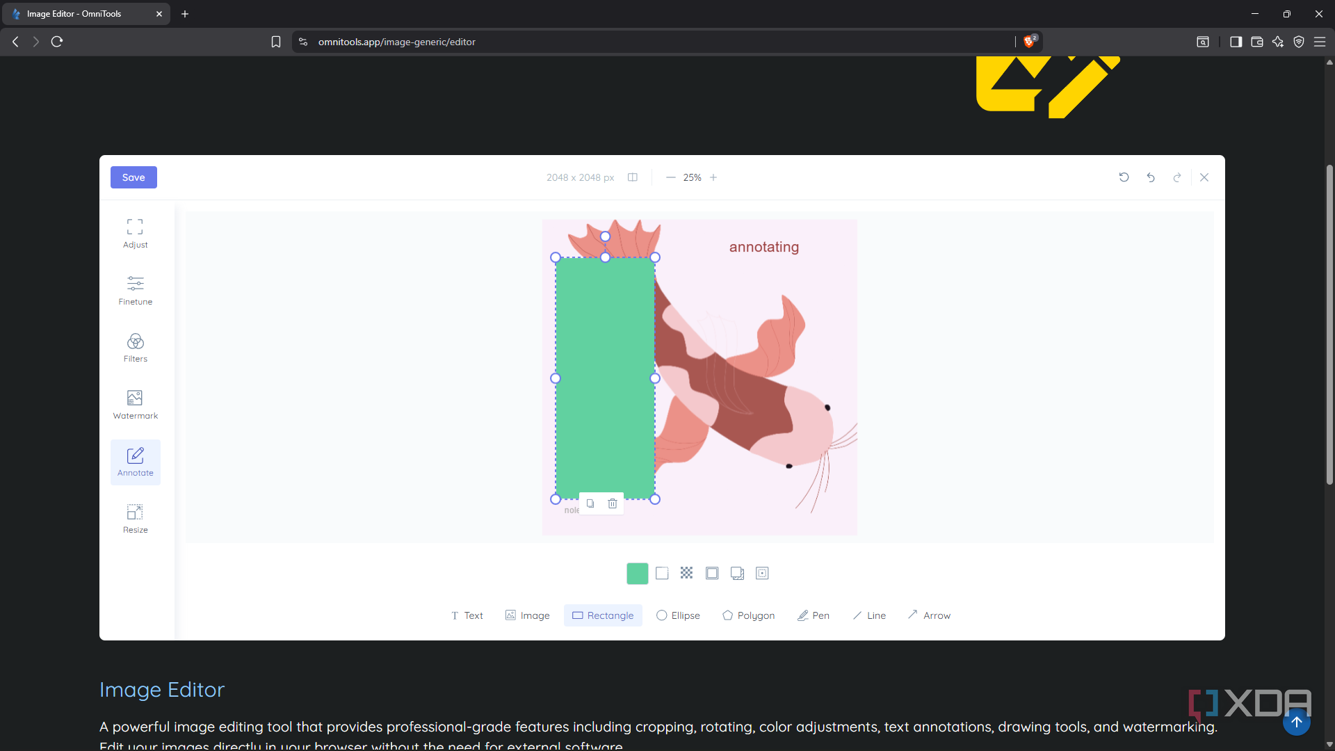 Adding shapes to image in OmniTools