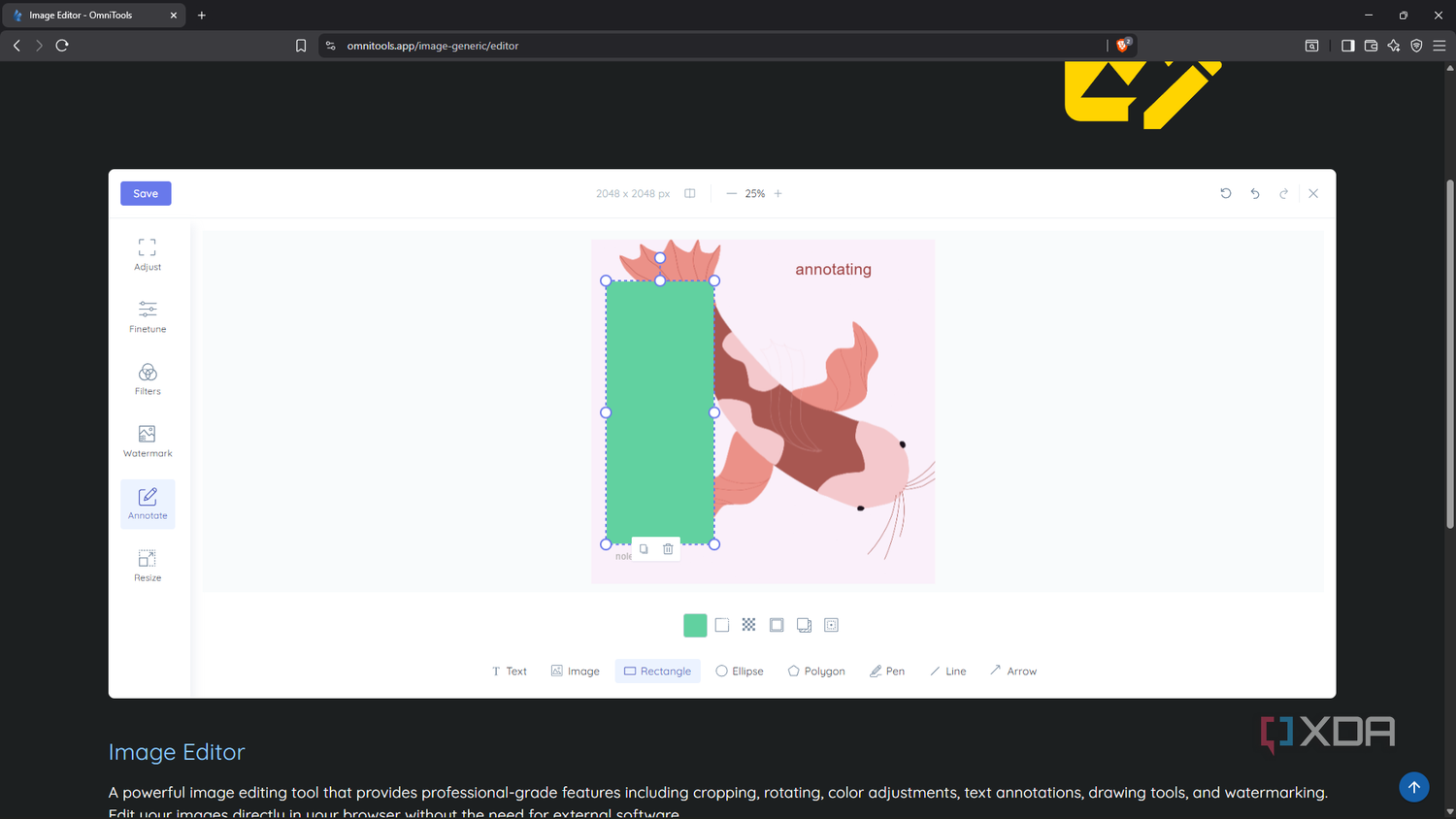 Adding shapes to image in OmniTools