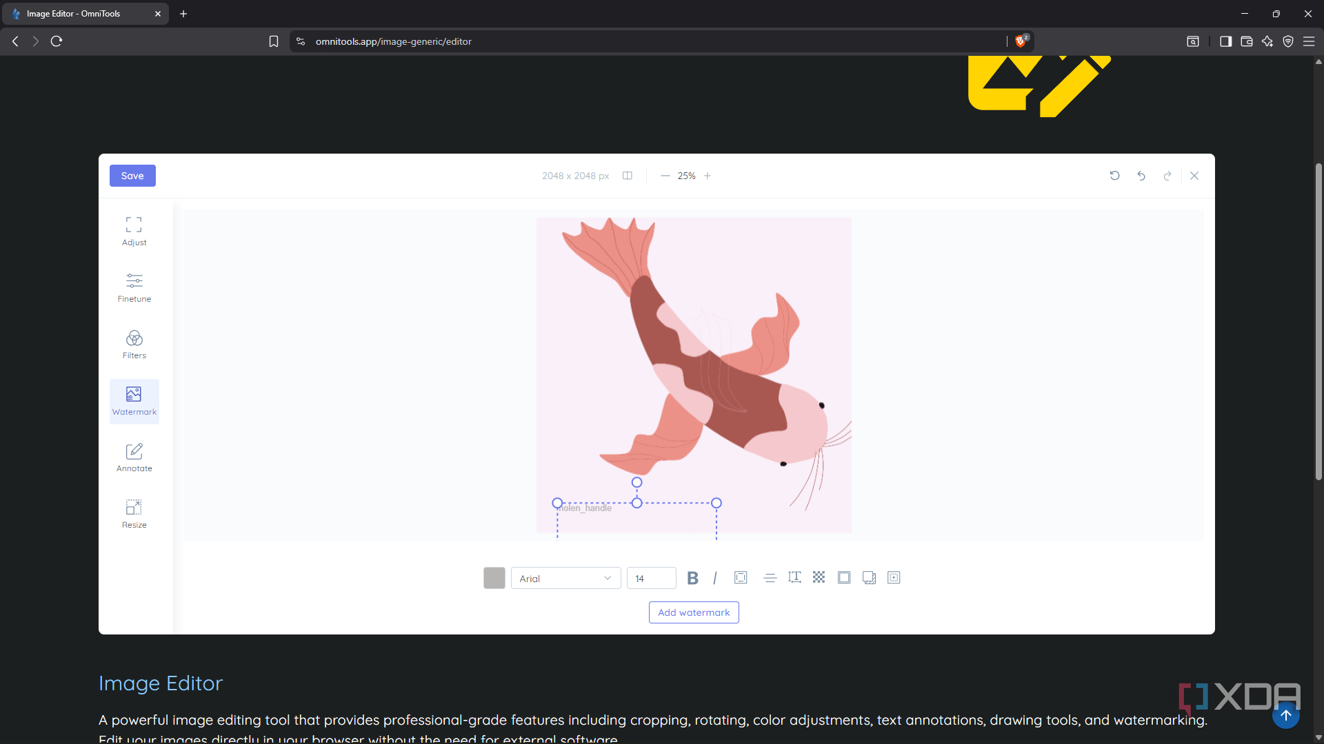 Adding watermark to image in OmniTools