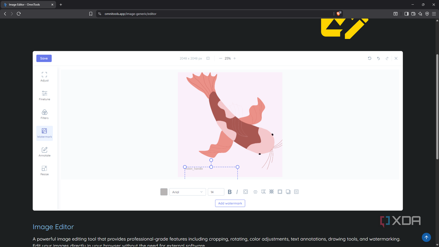 Adding watermark to image in OmniTools