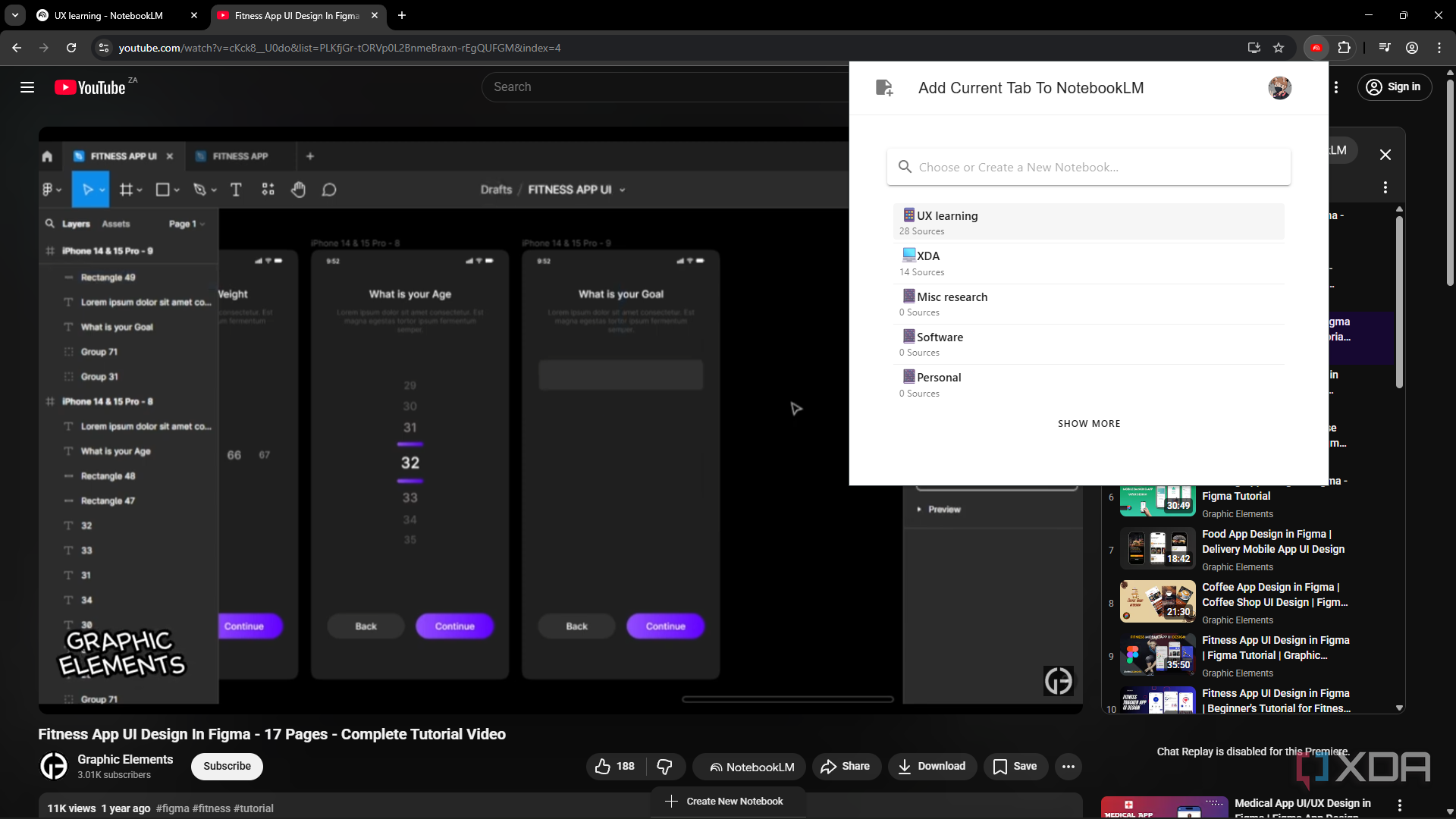 Adding YouTube videos to NotebookLM notebook with YOuTube to NotebookLM exntension