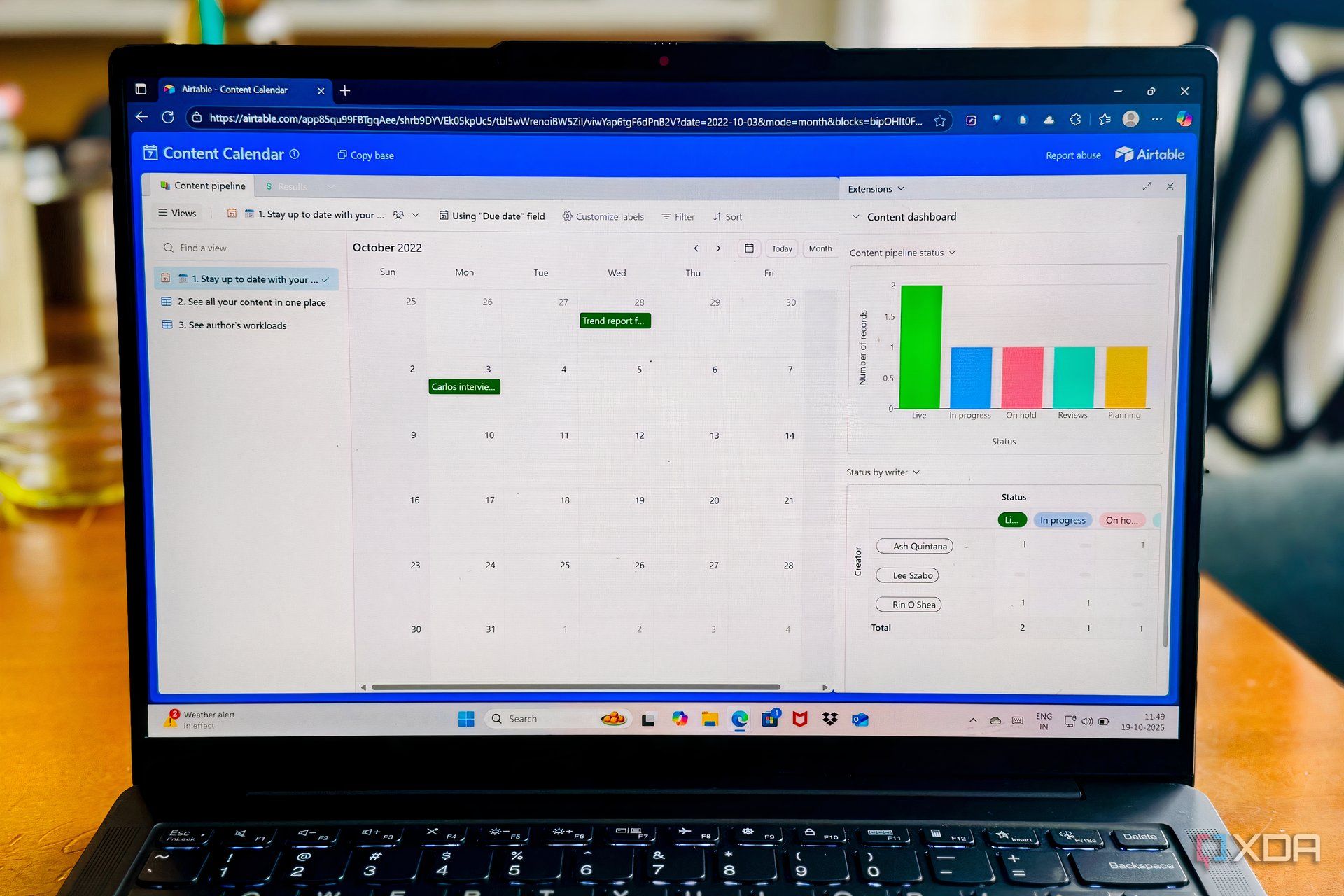 I rebuilt my entire content calendar in Airtable's free plan — and