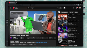 Android on Laptops video open in Opera Neon