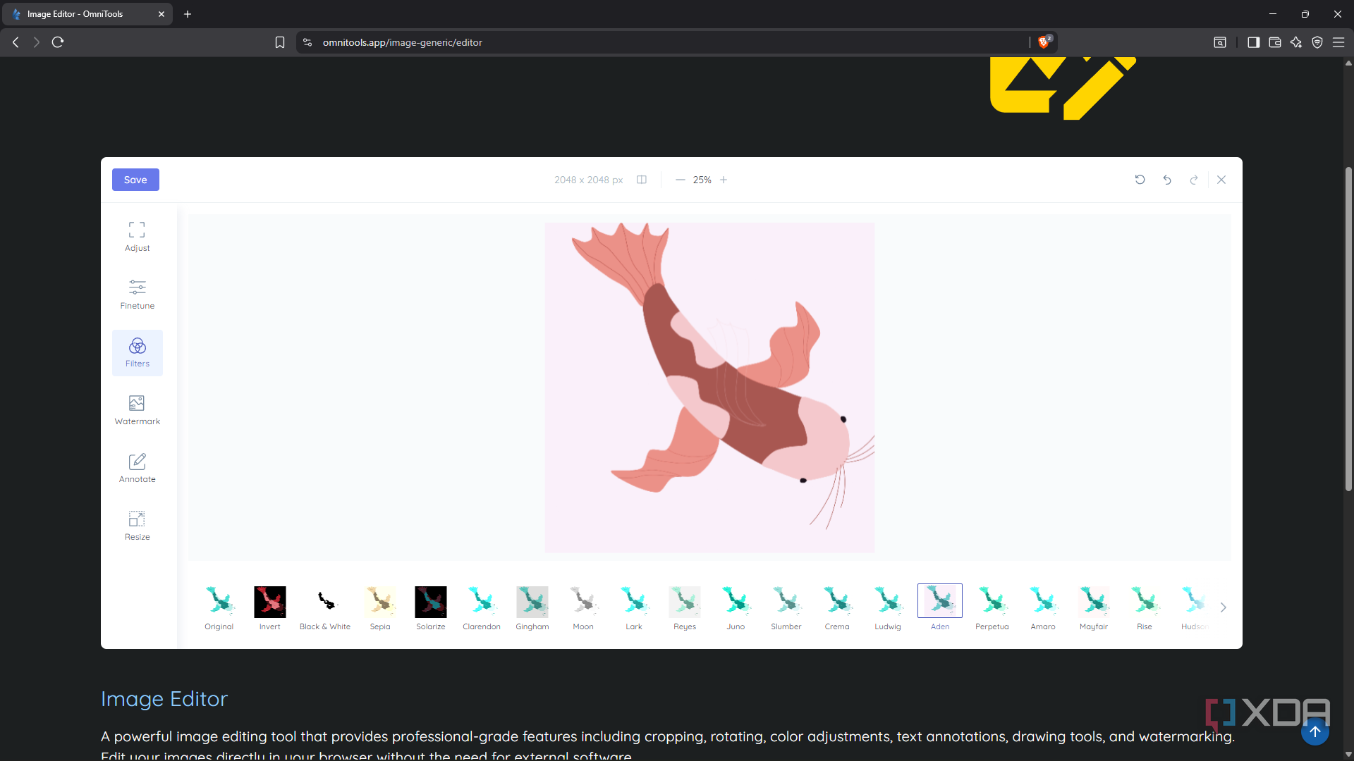 Applying image filter in OmniTools