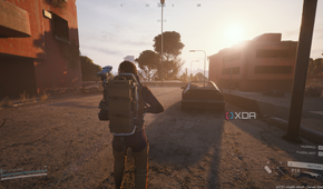 Looting near an apartment complex in Arc Raiders.