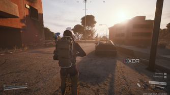 Looting near an apartment complex in Arc Raiders.