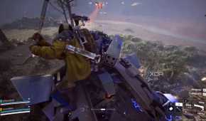 Climbing atop a rocketeer in Arc Raiders.