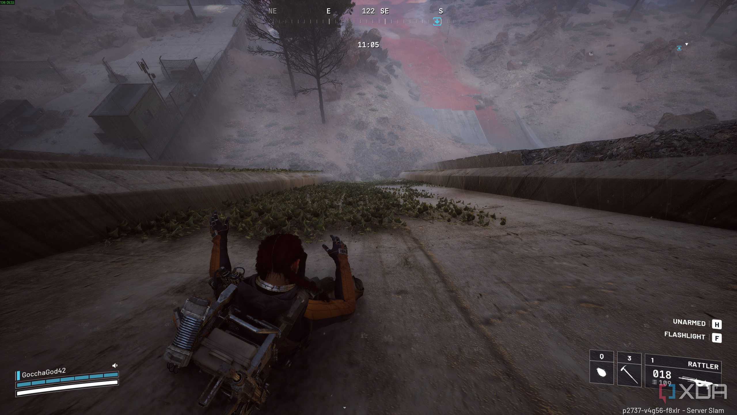 Sliding down a dam wall in Arc Raiders.