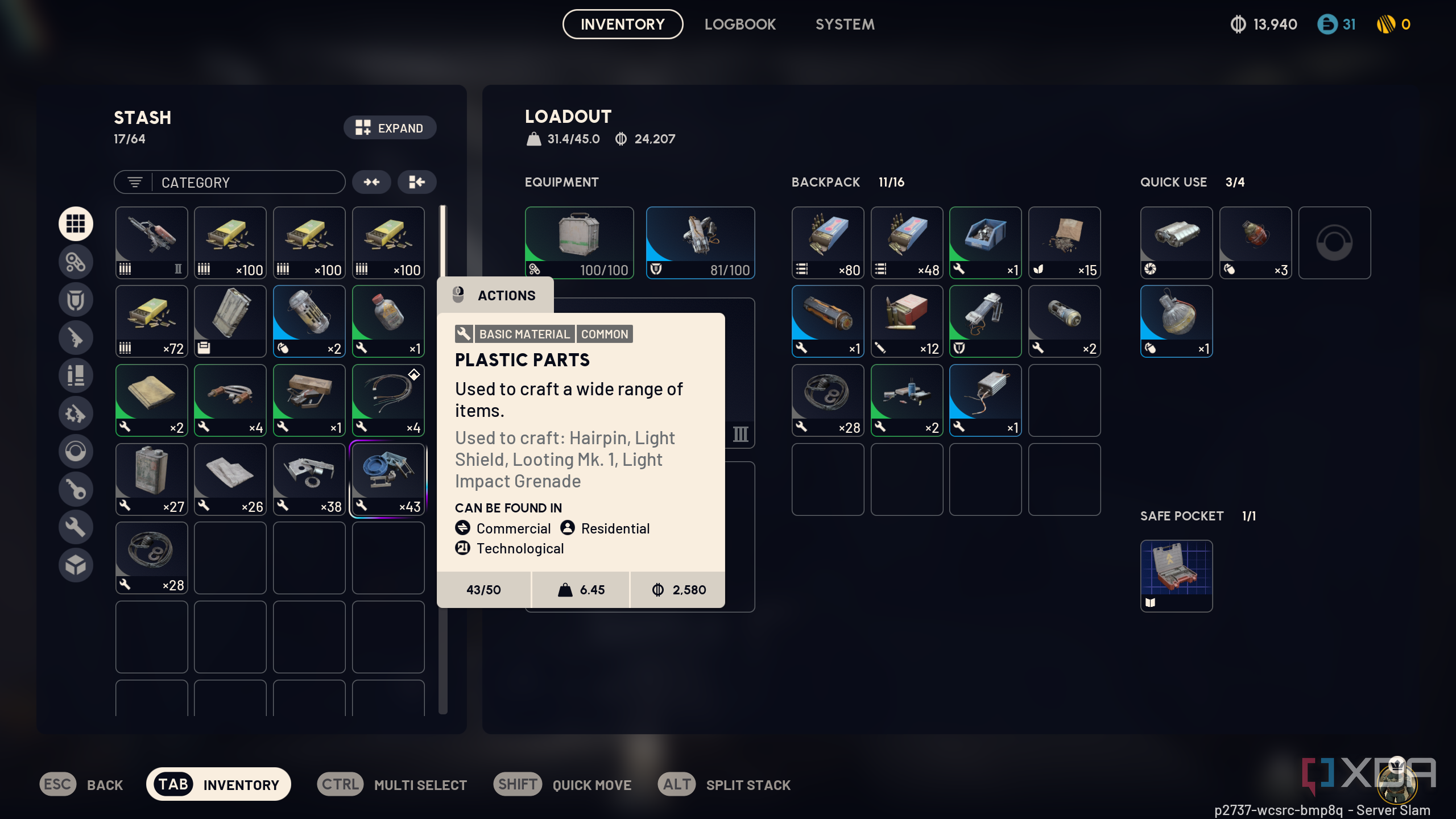 Salvaging plastic parts in Arc Raiders.