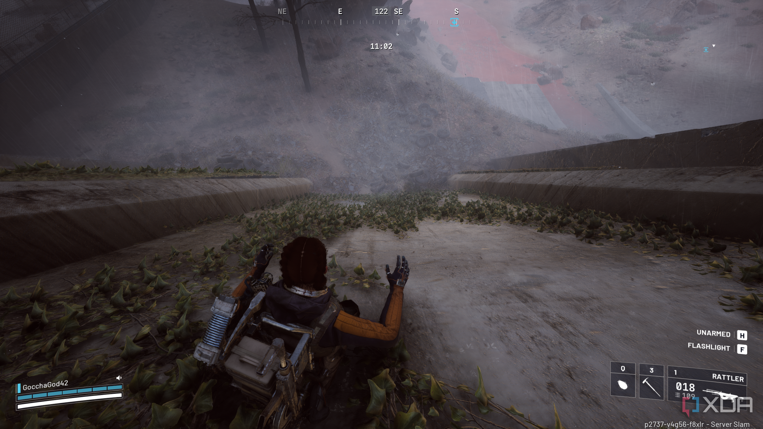 Sliding down a dam wall in Arc Raiders.