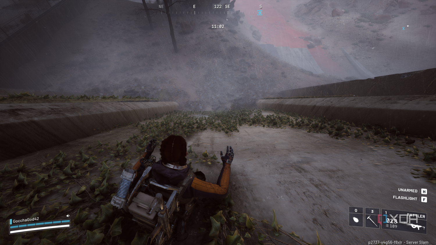 Sliding down a dam wall in Arc Raiders.