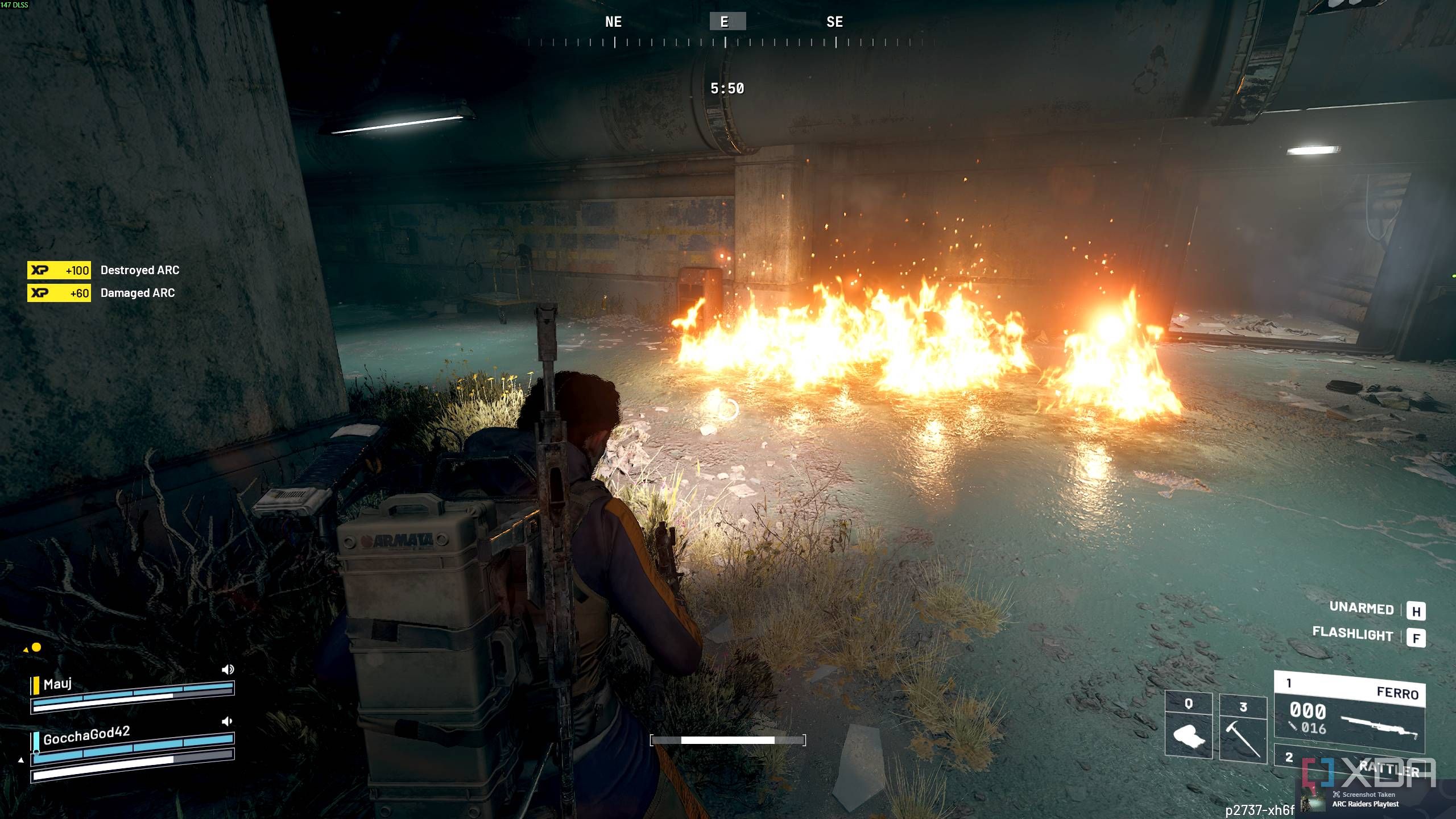 An explosion indoors in Arc Raiders.