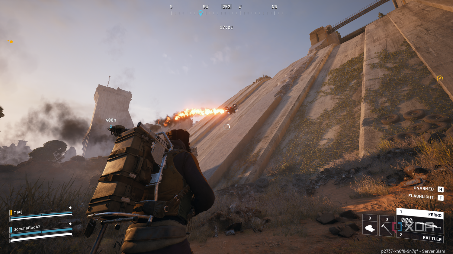 An ARC wasp on fire in Arc Raiders.
