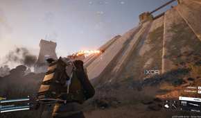 An ARC wasp on fire in Arc Raiders.