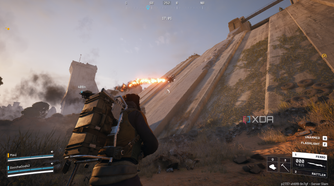 An ARC wasp on fire in Arc Raiders.