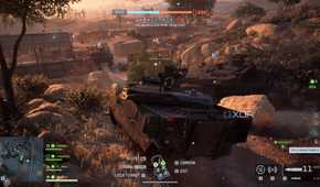 A screenshot of driving a tank on Blackwell Fields in the Season 1 content of Battlefield 6