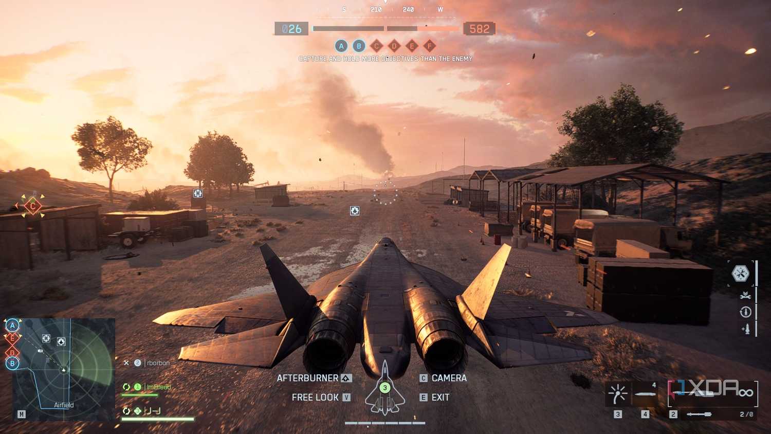A screenshot of piloting a jet in Blackwell Fields in the Season 1 content of Battlefield 6