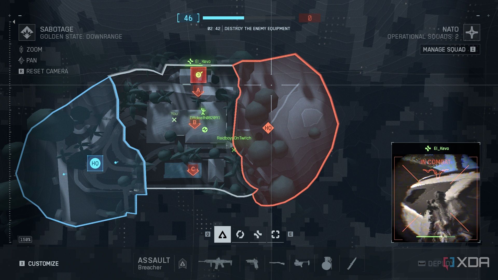 A screenshot of Sabotage on the Eastwood map in Battlefield 6