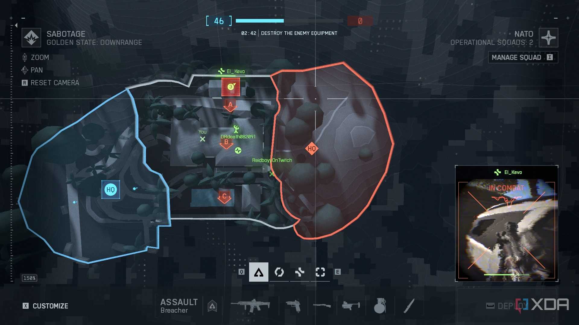 A screenshot of Sabotage on the Eastwood map in Battlefield 6