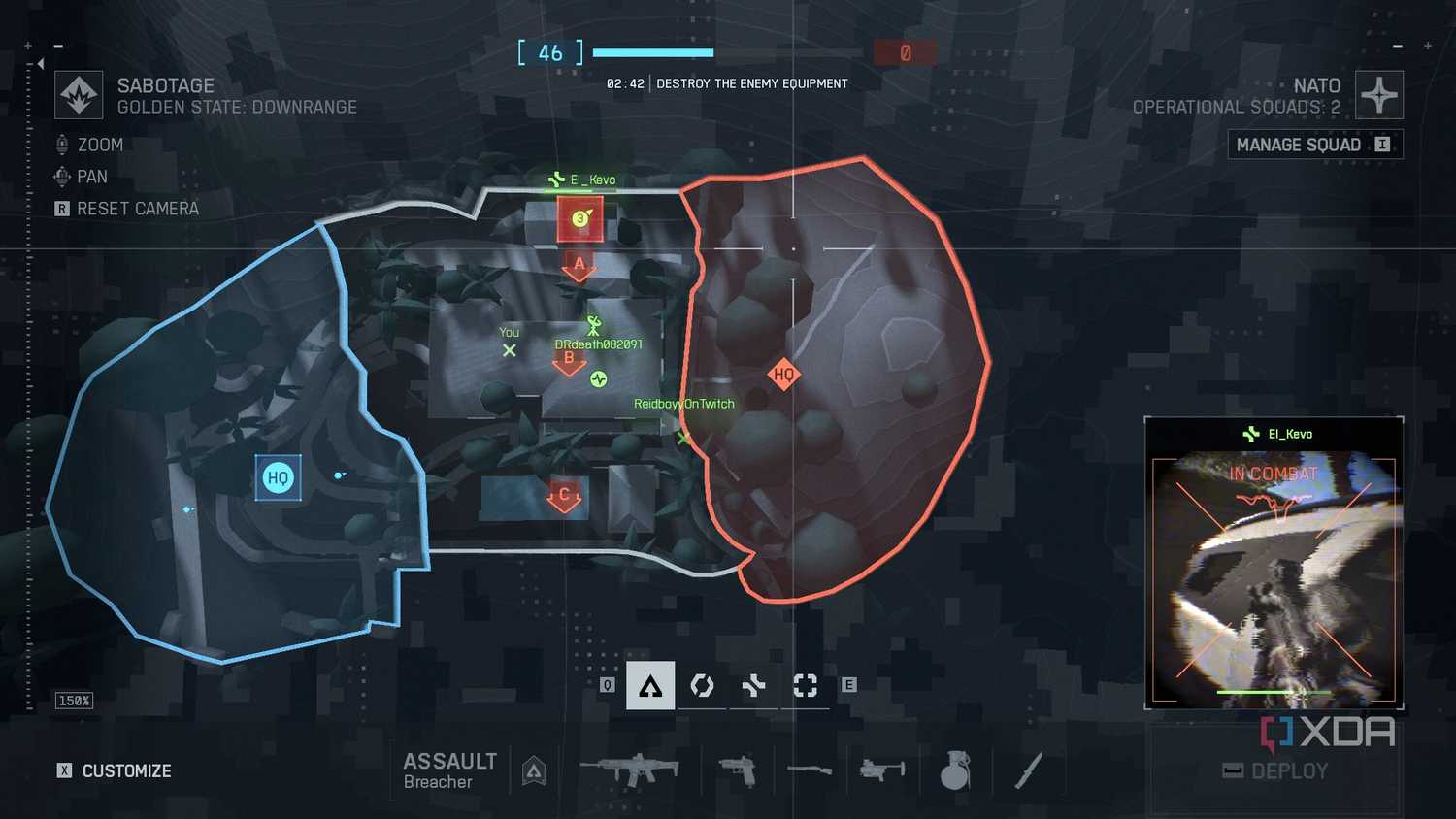A screenshot of Sabotage on the Eastwood map in Battlefield 6