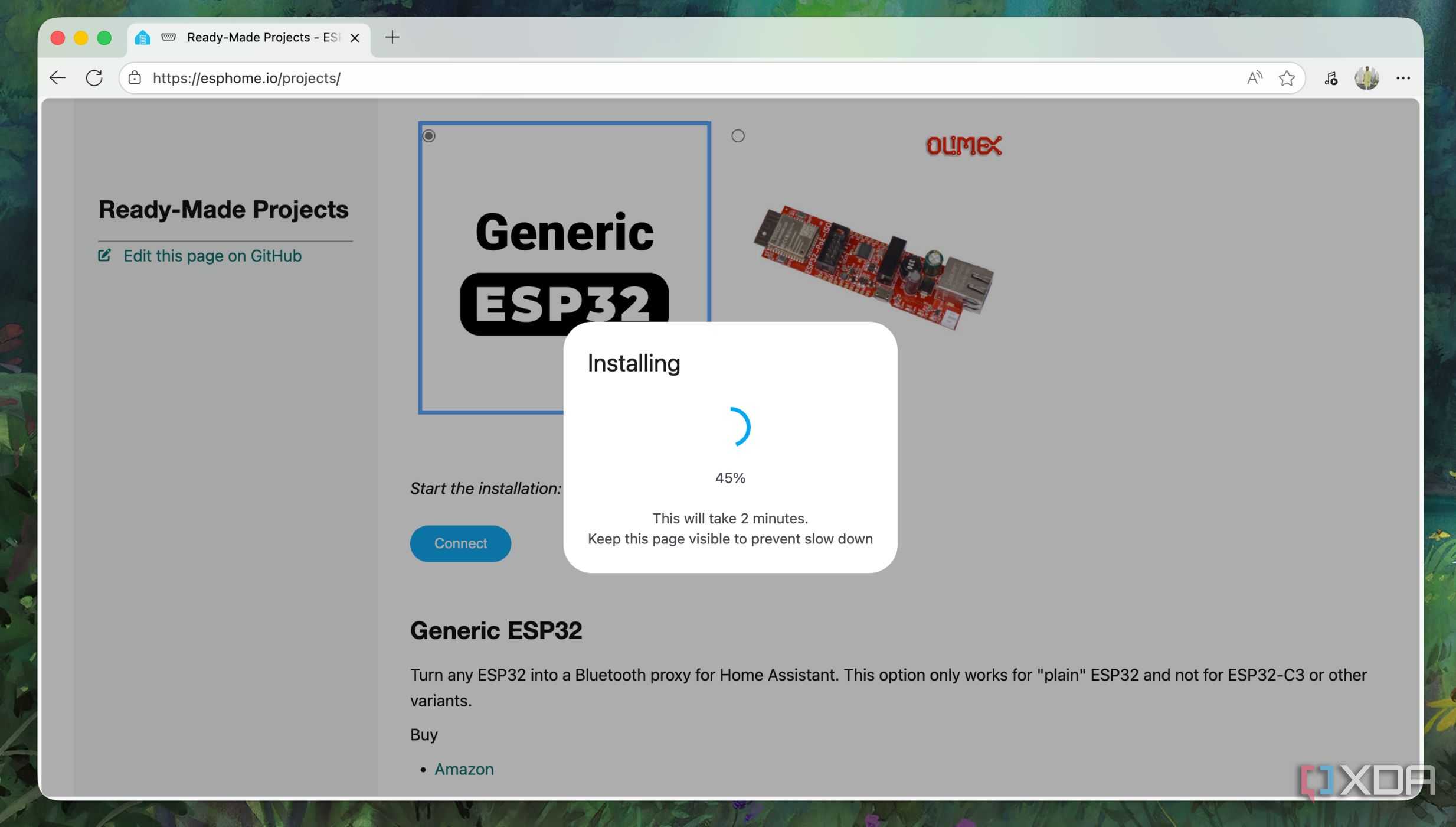 Progress of installing Bluetooth Proxy File on an ESP32 board
