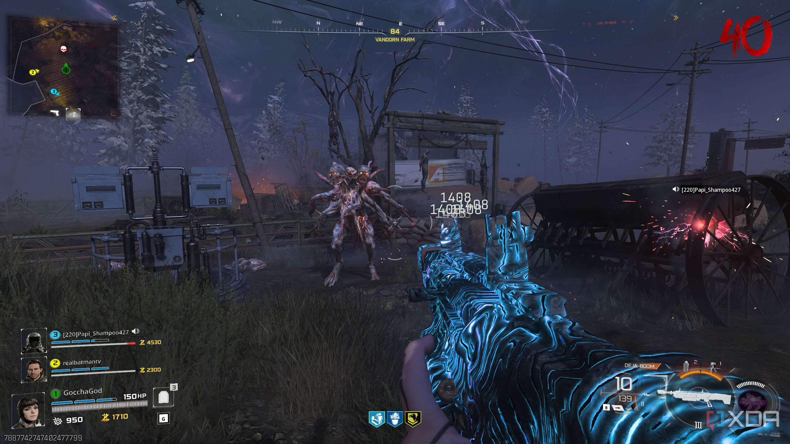A gameplay screenshot from the Call of Duty: Black Ops 7 multiplayer beta's zombies mode.
