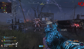 A gameplay screenshot from the Call of Duty: Black Ops 7 multiplayer beta's zombies mode.