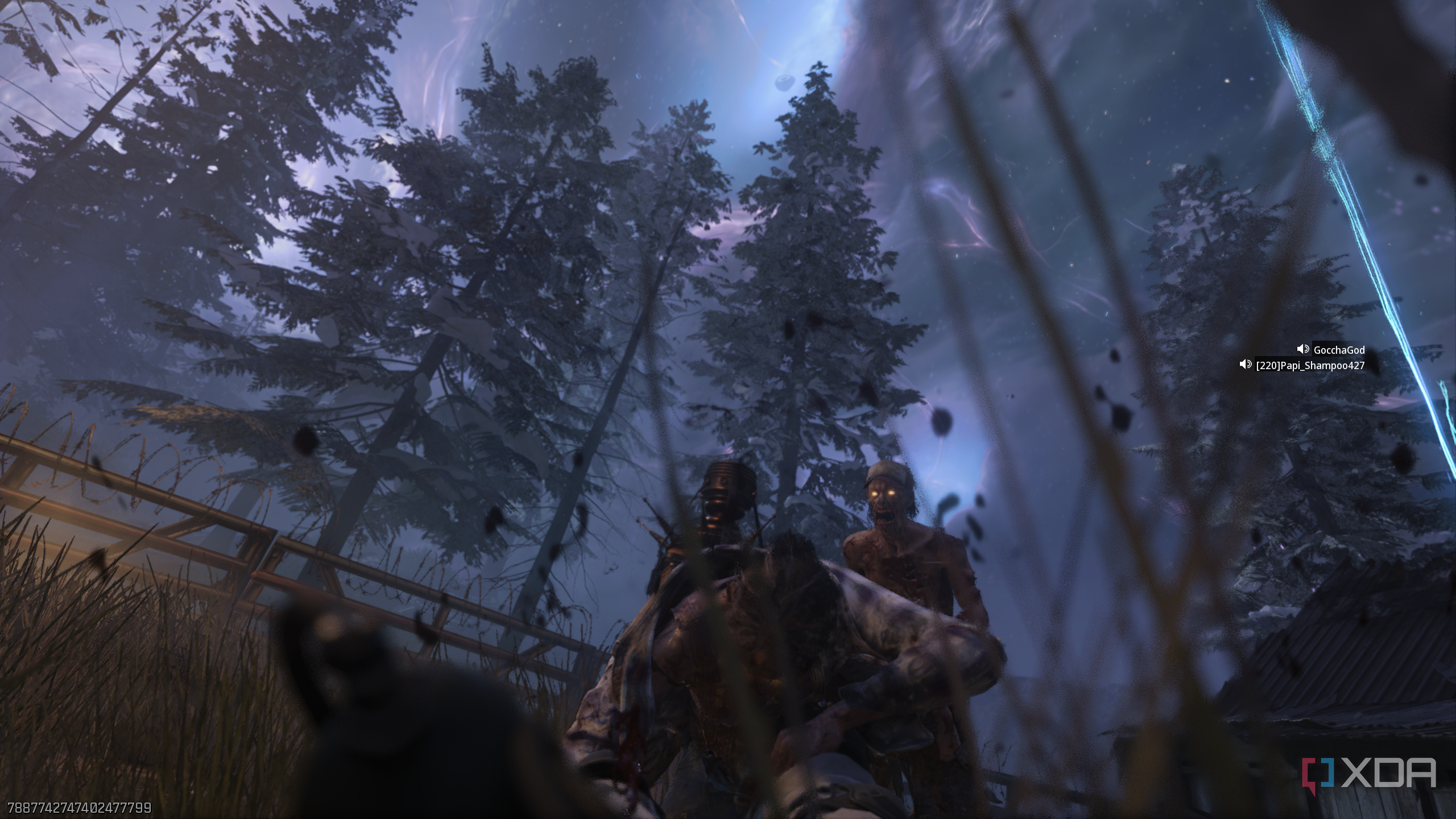 A gameplay screenshot from the Call of Duty: Black Ops 7 multiplayer beta's zombies mode.