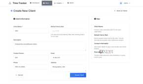 Create new client in Time Tracker