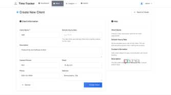 Create new client in Time Tracker