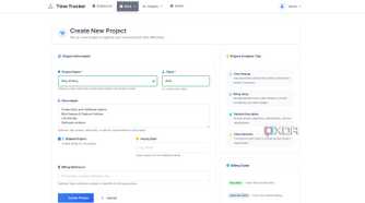Create new project in Time Tracker