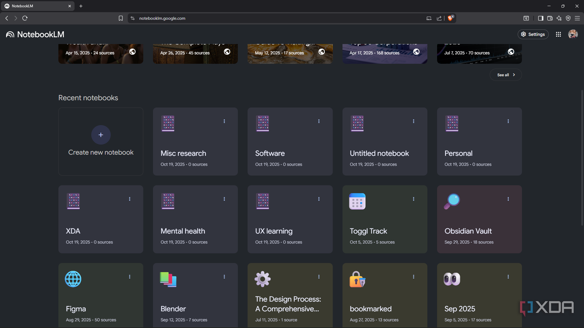 Creating new notebooks in NotebookLM