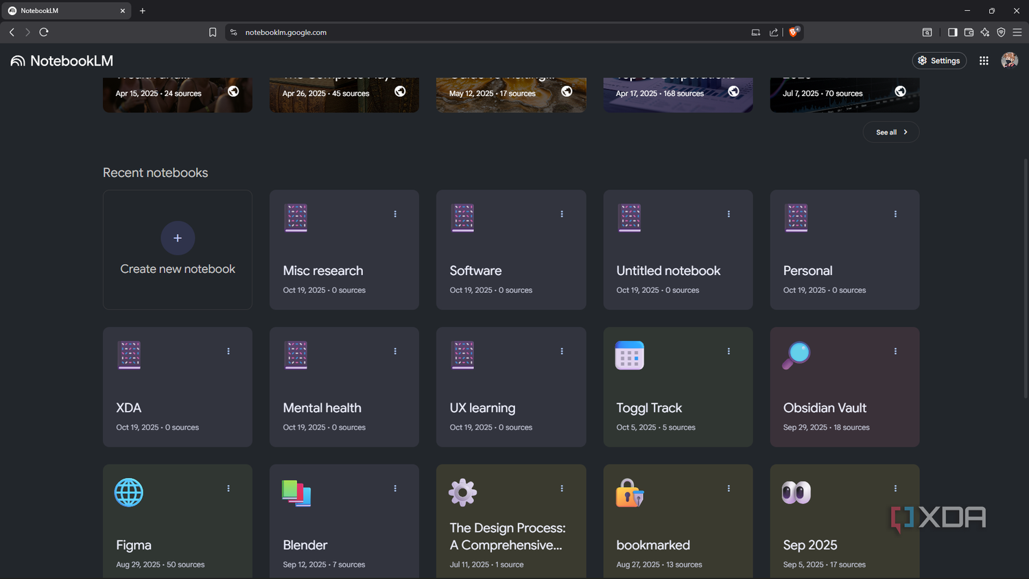 Creating new notebooks in NotebookLM