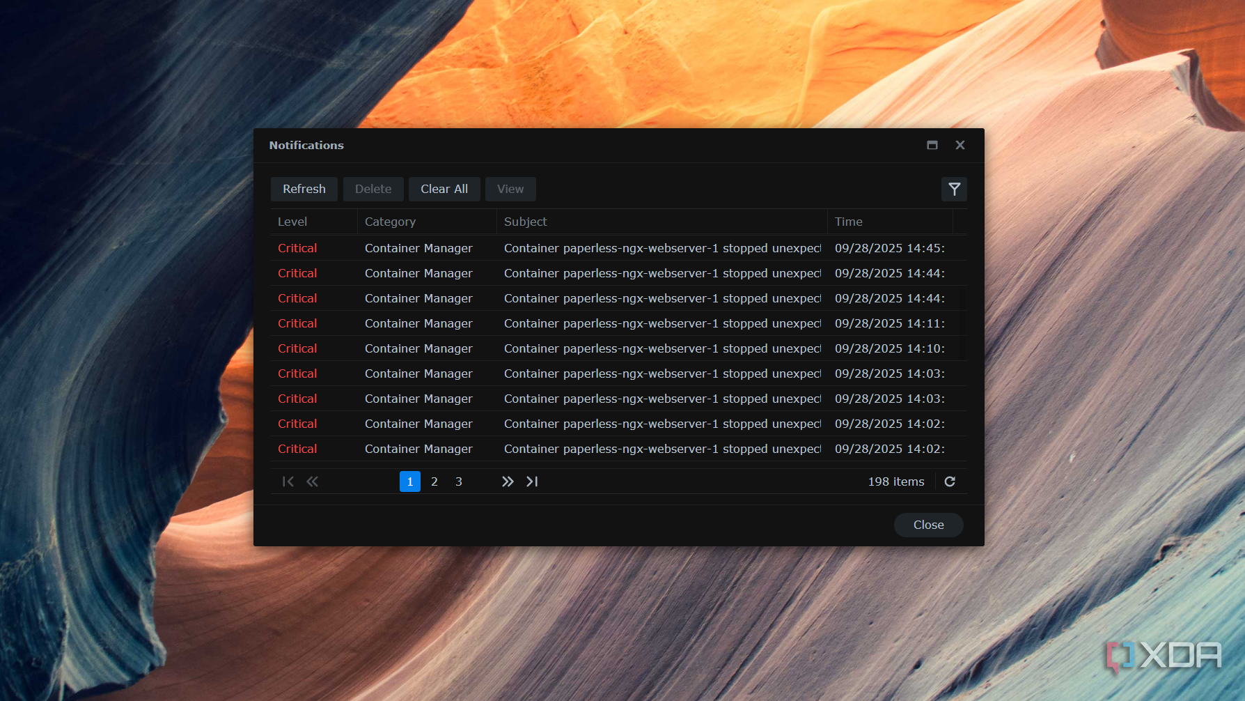 critical alerts for paperless-ngx in container manager