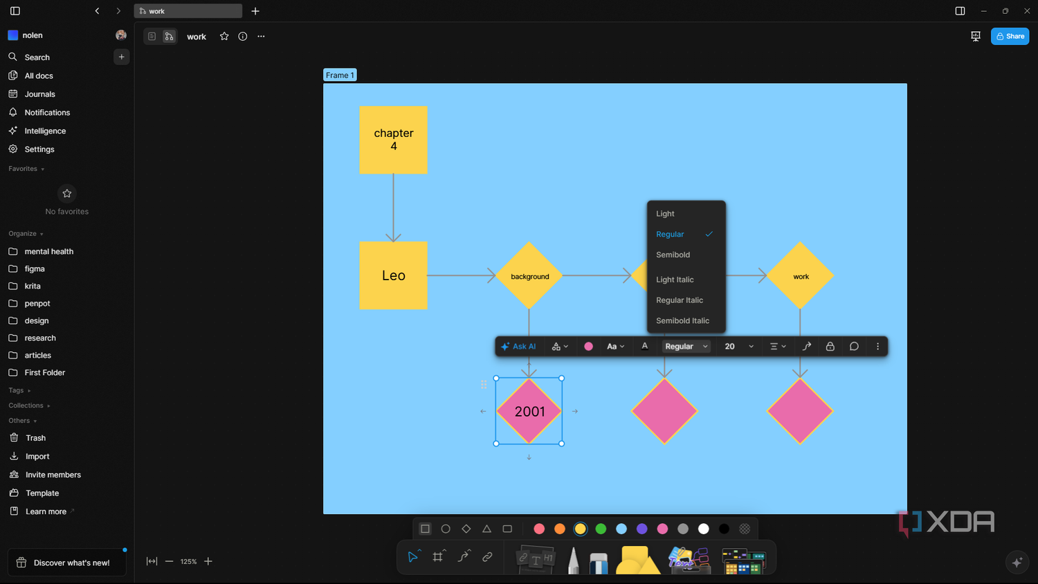 Customizing frames and shapes in AFFiNE's Edgeless mode