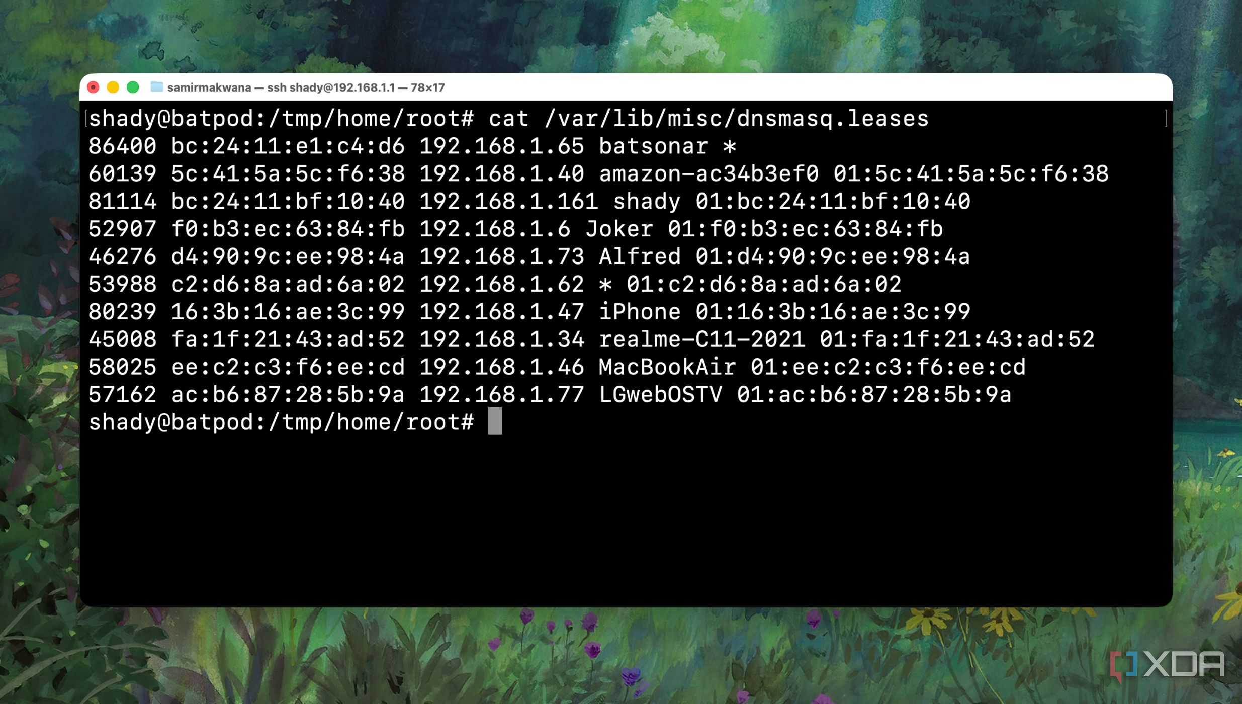 Checking the DHCP Leases log of Router from Terminal