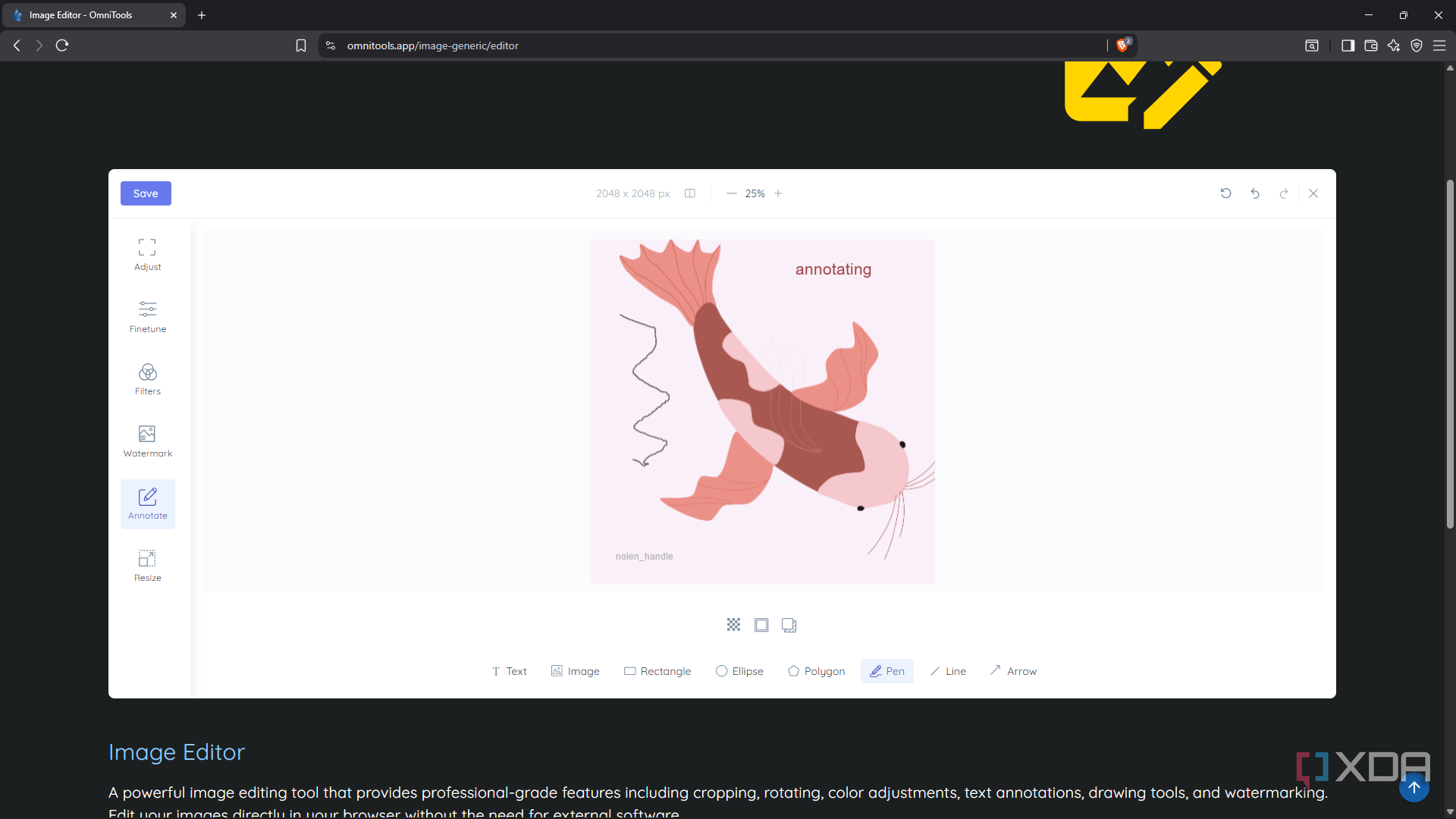 Drawing on image in OmniTools