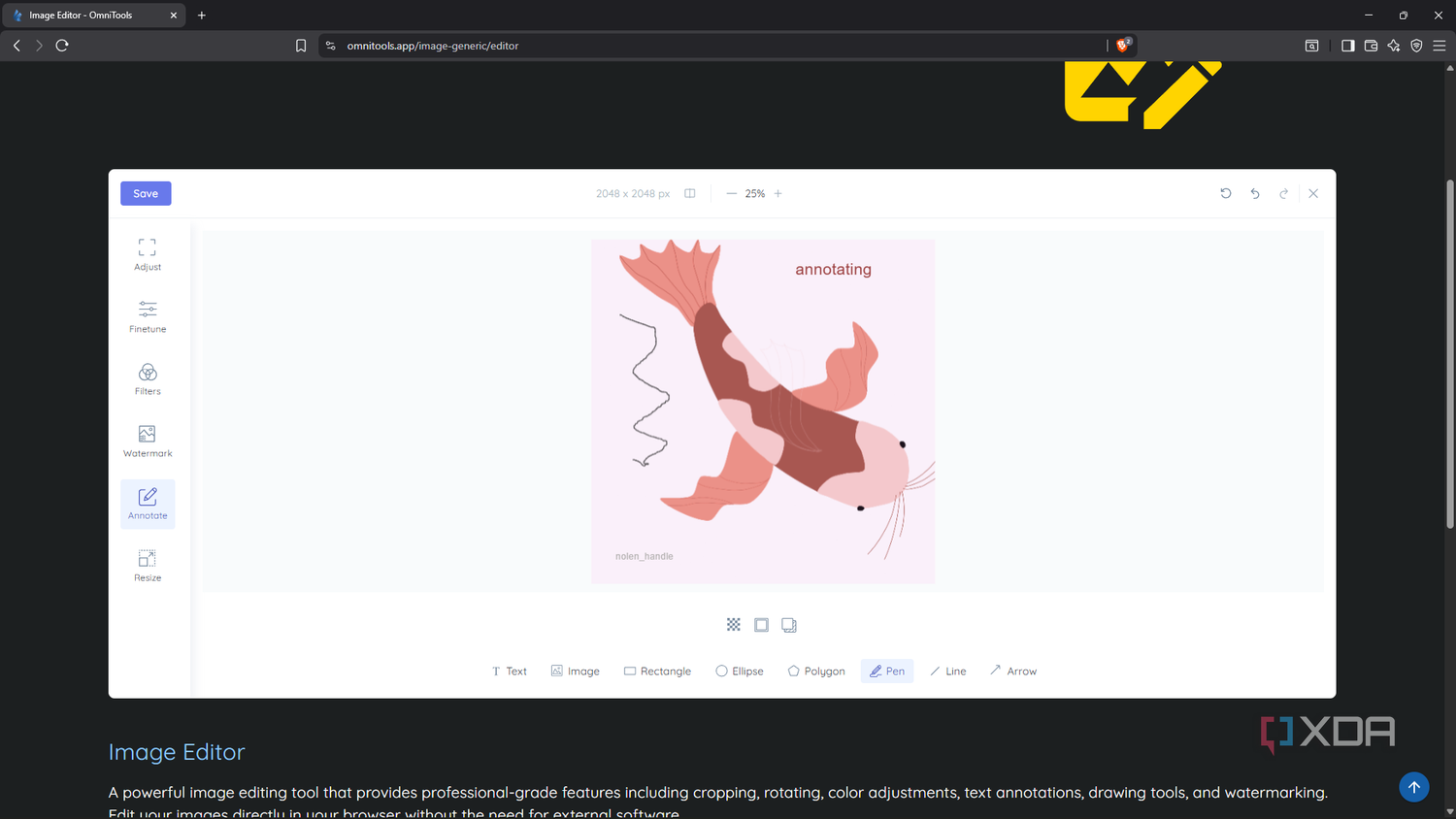 Drawing on image in OmniTools