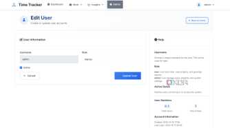 Edit user in Time Tracker